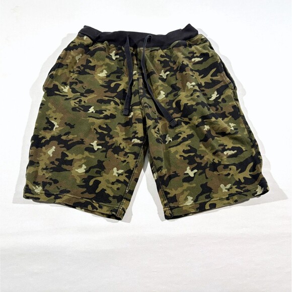 Polo Ralph Lauren Shorts Camouflage Waffle Knit Green Camo Cotton Mens Sz S - Picture 1 of 8